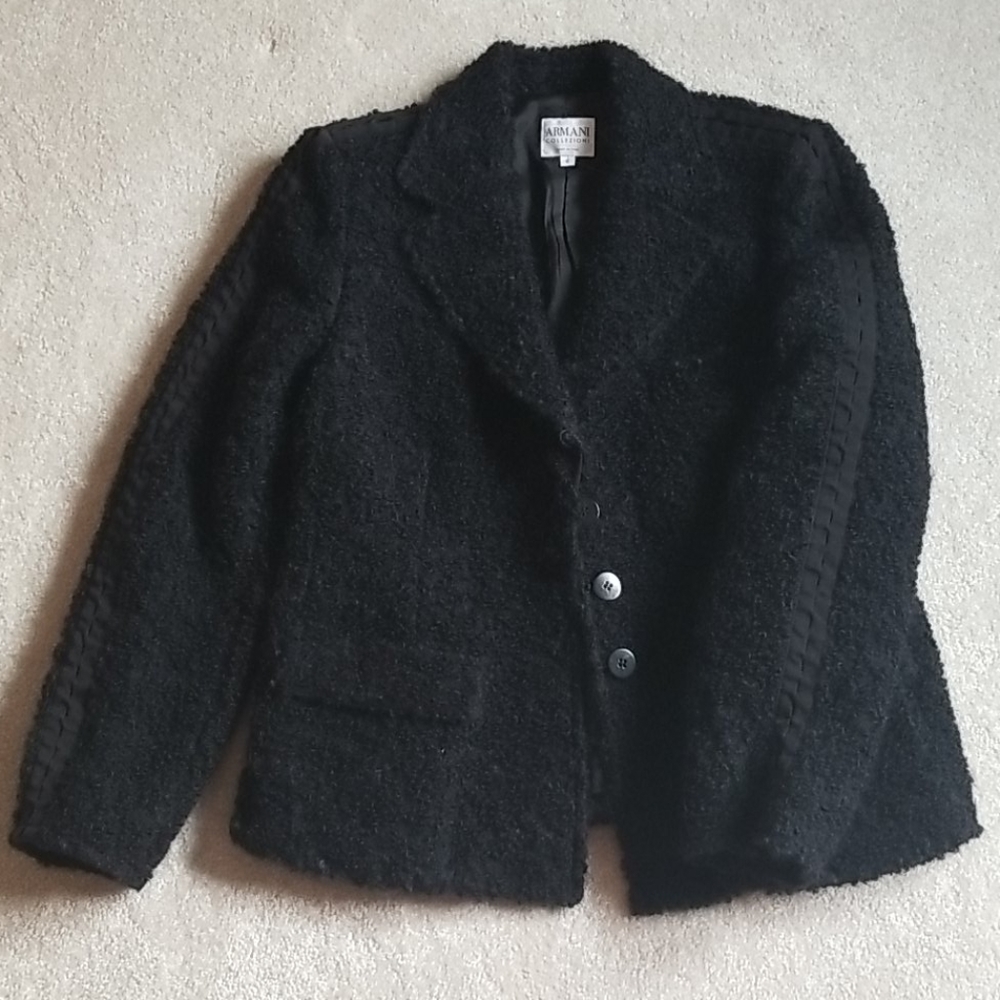 🎉💥HP🎊 NWT Armani Collezioni Black Boucle Jacket